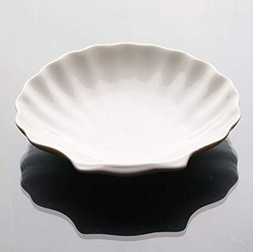 Leoyoubei Sauce Dish Set of 6, White Porcelain Dipping Bowls for Sushi, Soy Sauce, Ketchup, Honey Mustard, BBQ or Seasoning (Shell Shape - 2 Oz Each)