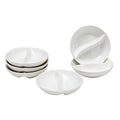 Vikko Mini White Sectional Dish, Set of 6 Porcelain Dipping Sauce Bowls, Small Serving Dish for Condiments, Stackable Round Spice Bowls
