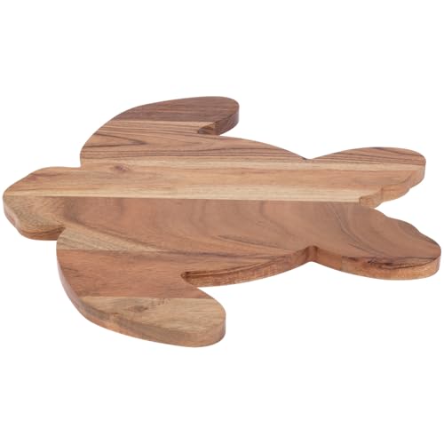 Boston International Acacia Wood Cutting Board Charcuterie Cutting Board Tray, 13.25" x 13.5", Sea Turtle Shaped