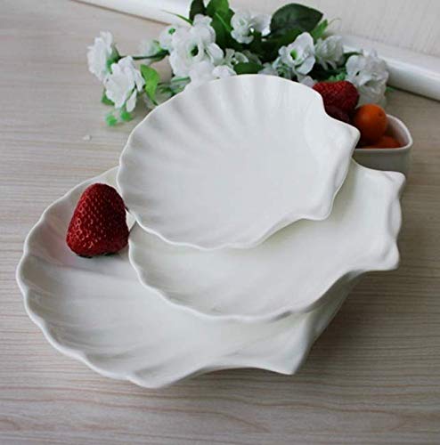 Leoyoubei Sauce Dish Set of 6, White Porcelain Dipping Bowls for Sushi, Soy Sauce, Ketchup, Honey Mustard, BBQ or Seasoning (Shell Shape - 2 Oz Each)
