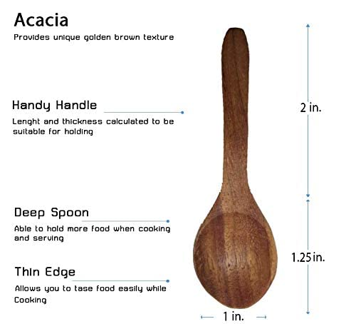 BestySuperStore Set of 4 Small Round Acacia Wooden Bowls 2¾ Inch Diameter 1½" High With Spoons - Stackable Mixing Bowl Salad Soup Snack Dip Sauce Charcuterie Wood Tableware Sets for Decor and Serving