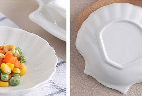 Leoyoubei Sauce Dish Set of 6, White Porcelain Dipping Bowls for Sushi, Soy Sauce, Ketchup, Honey Mustard, BBQ or Seasoning (Shell Shape - 2 Oz Each)