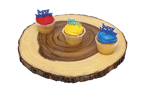 Lipper International Acacia Wood Slab Serving Board With Bark for Cheese, Crackers, and Hors D'oeuvres, Set of 3, Assorted Sizes