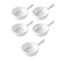 Leoyoubei 5 Packs Sauce Dish with Handle Grip,Side Dishes 1 Oz White Porcelain Dipping Bowls Appetizer Spoons Ketchup BBQ Sauce Sushi Soy Sauce-Stackable Ramekins