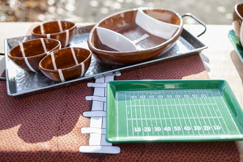Boston International Chip and Dip Set, Super Bowl Football Party Ceramic Serving Bowls, 12 x 8-inches, Football Fever