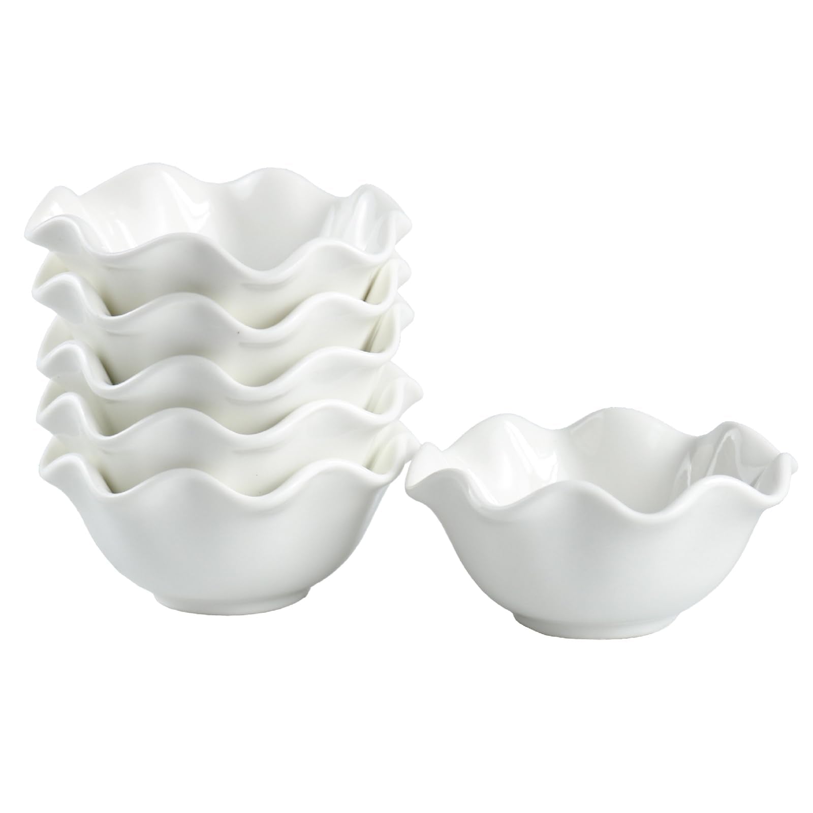 Iyulania 1.6 oz Mini Pinch Bowls, Set of 6 Wavy Small Bowls for Sauces, Dippings, Charcuterie, Condiments, Snacks