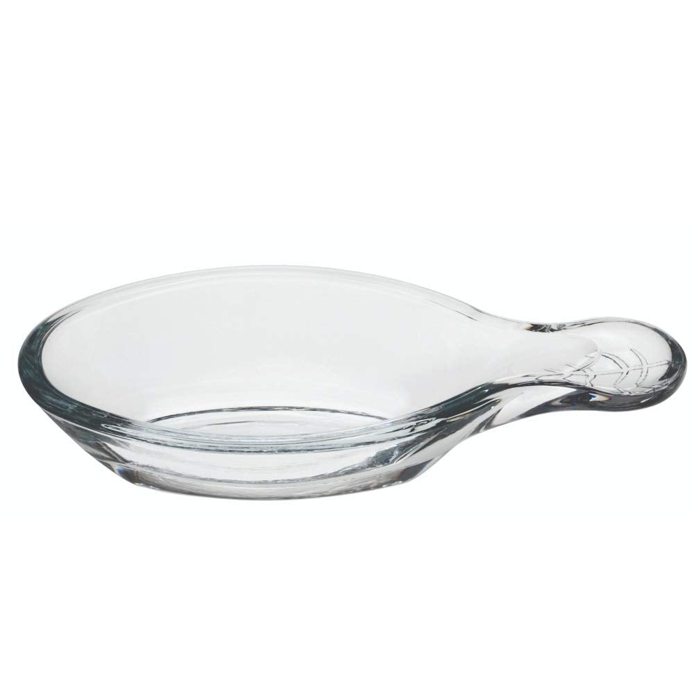 Restaurantware 2 Ounce Leaf Dishes 6 Lead-Free Tasting Dishes - Etched With Handle Clear Glass Sauce Bowls Serve Condiments Snacks Appetizers Or Desserts For Parties Or Weddings