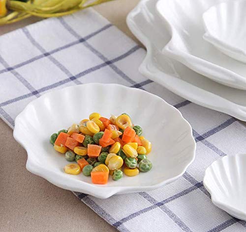 Leoyoubei Sauce Dish Set of 6, White Porcelain Dipping Bowls for Sushi, Soy Sauce, Ketchup, Honey Mustard, BBQ or Seasoning (Shell Shape - 2 Oz Each)