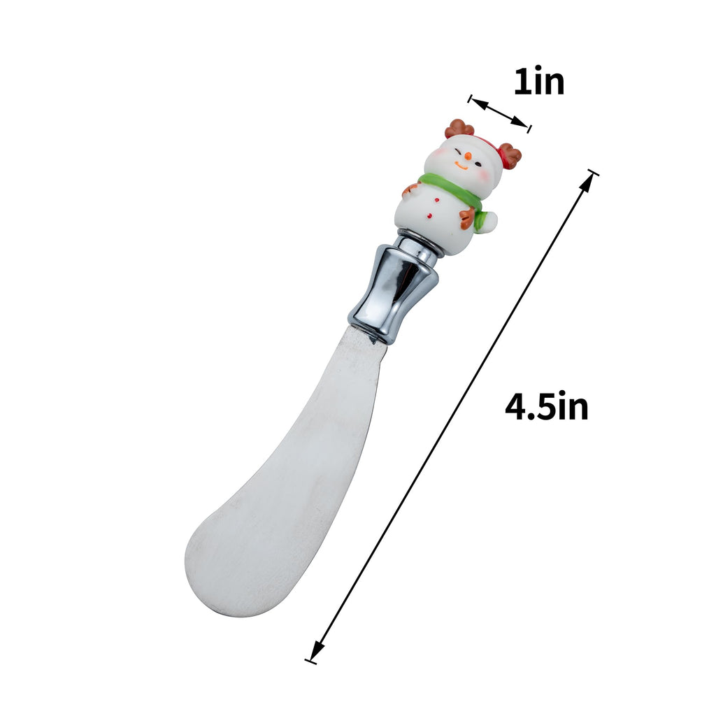 HPYNPES Christmas Cheese Spreaders Set of 8 – Holiday Resin Hand-Painted Handles with Stainless Steel Blades – Festive Butter Knives for Cheese, Jam, Spreads – Christmas Party Appetizer Serving Decor