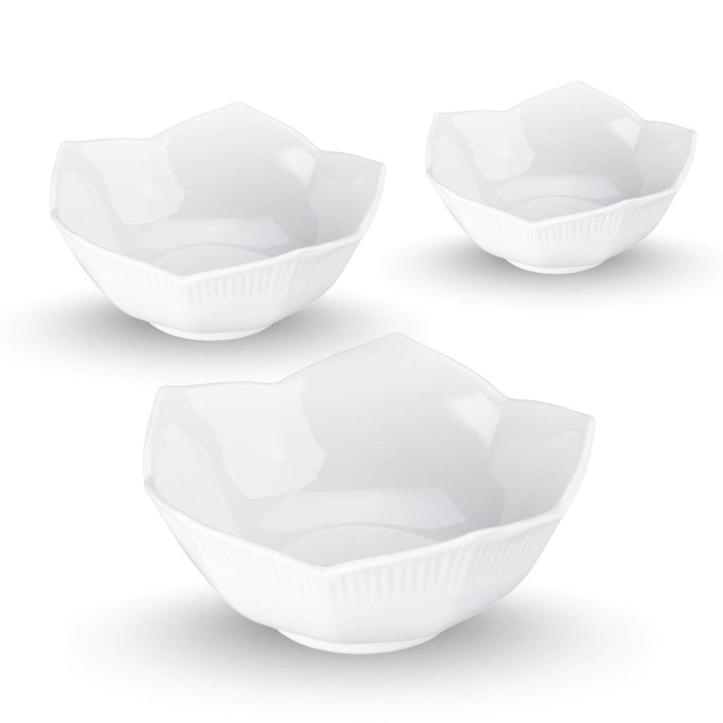 BIA Cordon Bleu Lotus Bowl, Set of 3 (3.5", 5", 6") - Asian-Inspired Nesting Bowls, Ideal for Sauces, Snacks, Rice, Salad & Soup - White Porcelain, Microwave & Dishwasher Safe - Ideal for Hosting