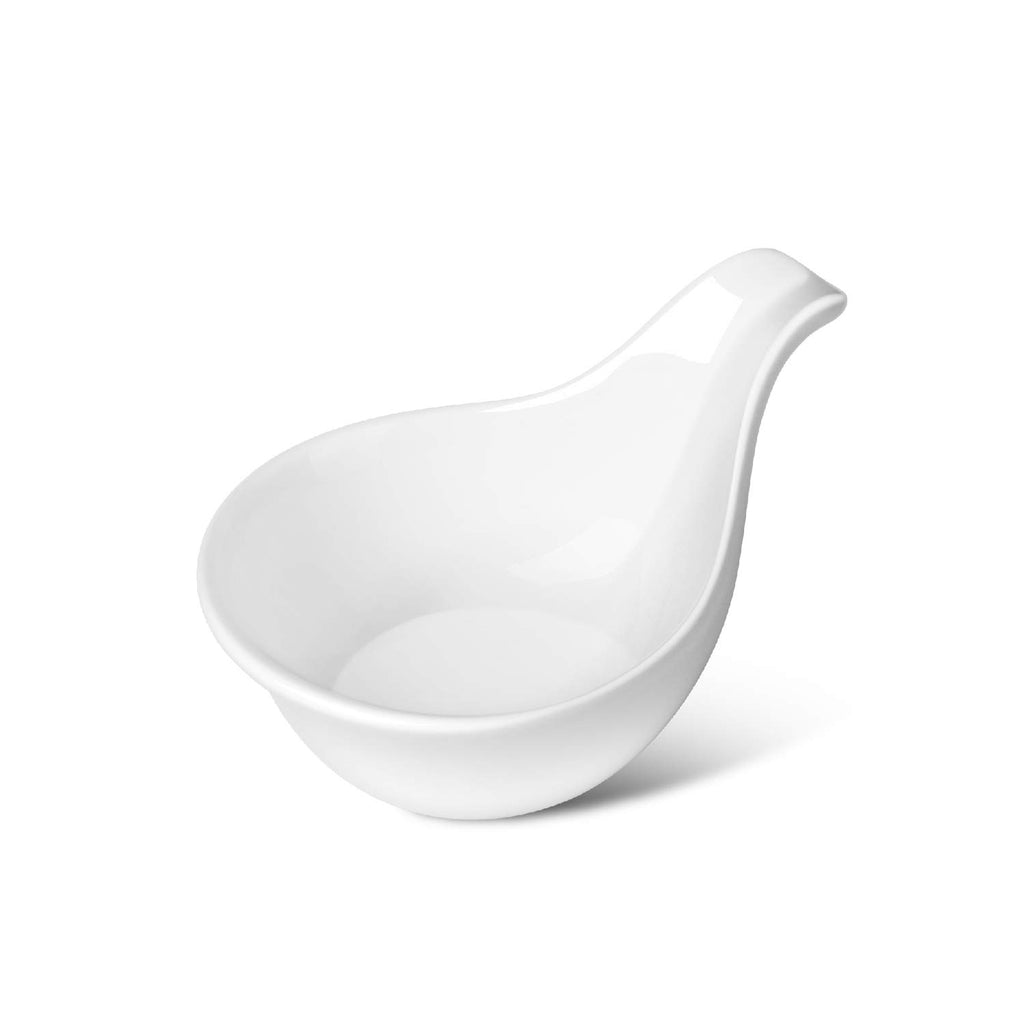 Flexzion Ceramic Dipping Bowls, Small Bowls for Dipping with Handle, Condiment Cups Soy Sauce Dish, Porcelain Ramekins, Sauce Holders, Containers for Small Side Dishes Dips - 3 oz, Set of 6, White