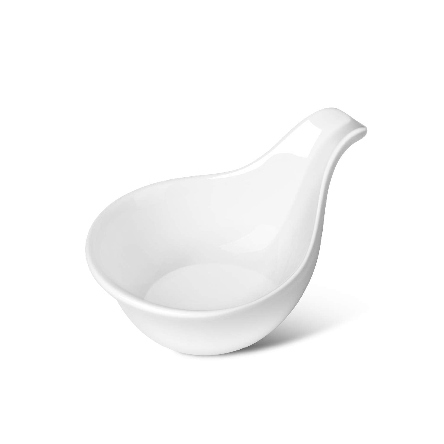 Flexzion Ceramic Dipping Bowls, Small Bowls for Dipping with Handle, Condiment Cups Soy Sauce Dish, Porcelain Ramekins, Sauce Holders, Containers for Small Side Dishes Dips - 3 oz, Set of 6, White
