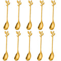 AnSaw Elegant Gold Leaf Coffee Spoons - 10-Piece, 4.7" Mini Stainless Steel Espresso & Dessert Tea Spoons, Perfect for Demitasse & Small Servings