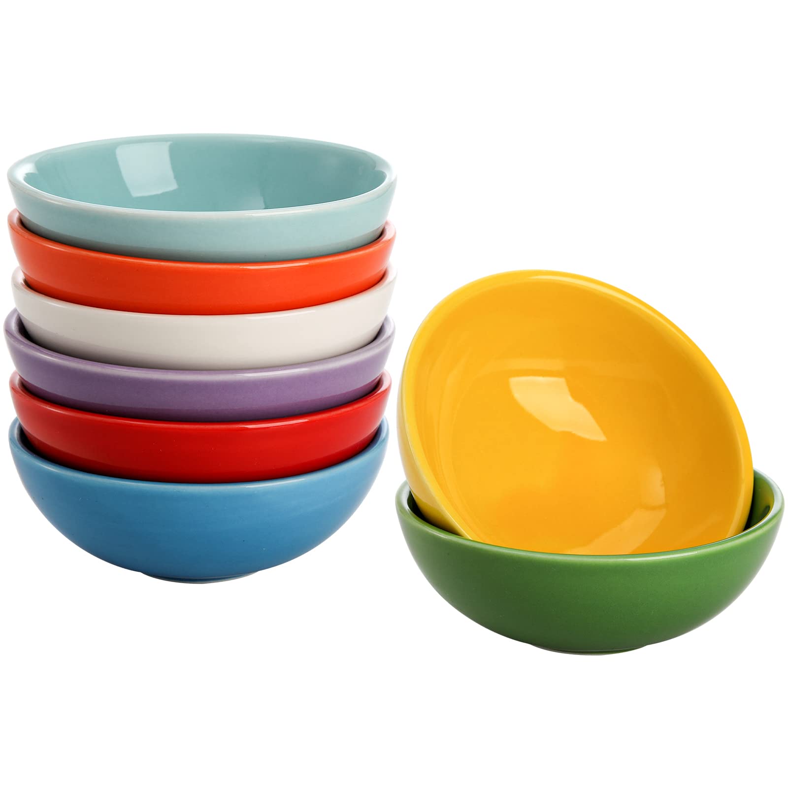 ZENFUN Set of 8 Ceramic Pinch Bowls Set, 3.5 Oz Porcelain Round Sauce Dipping Dishes, Mini Terracotta Dessert Bowls, Condiments Bowls in Bulk for Kitchen, Cooking Prep, Parties, Decor, Sushi