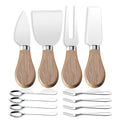 Linwnil Mini Cheese Knife Set with wood Handle - Stainless Steel Charcuterie Knife Set with 4 Fruit Forks & 4 Small Spoons - Compact Cheese Cutter Set for Charcuterie Boards