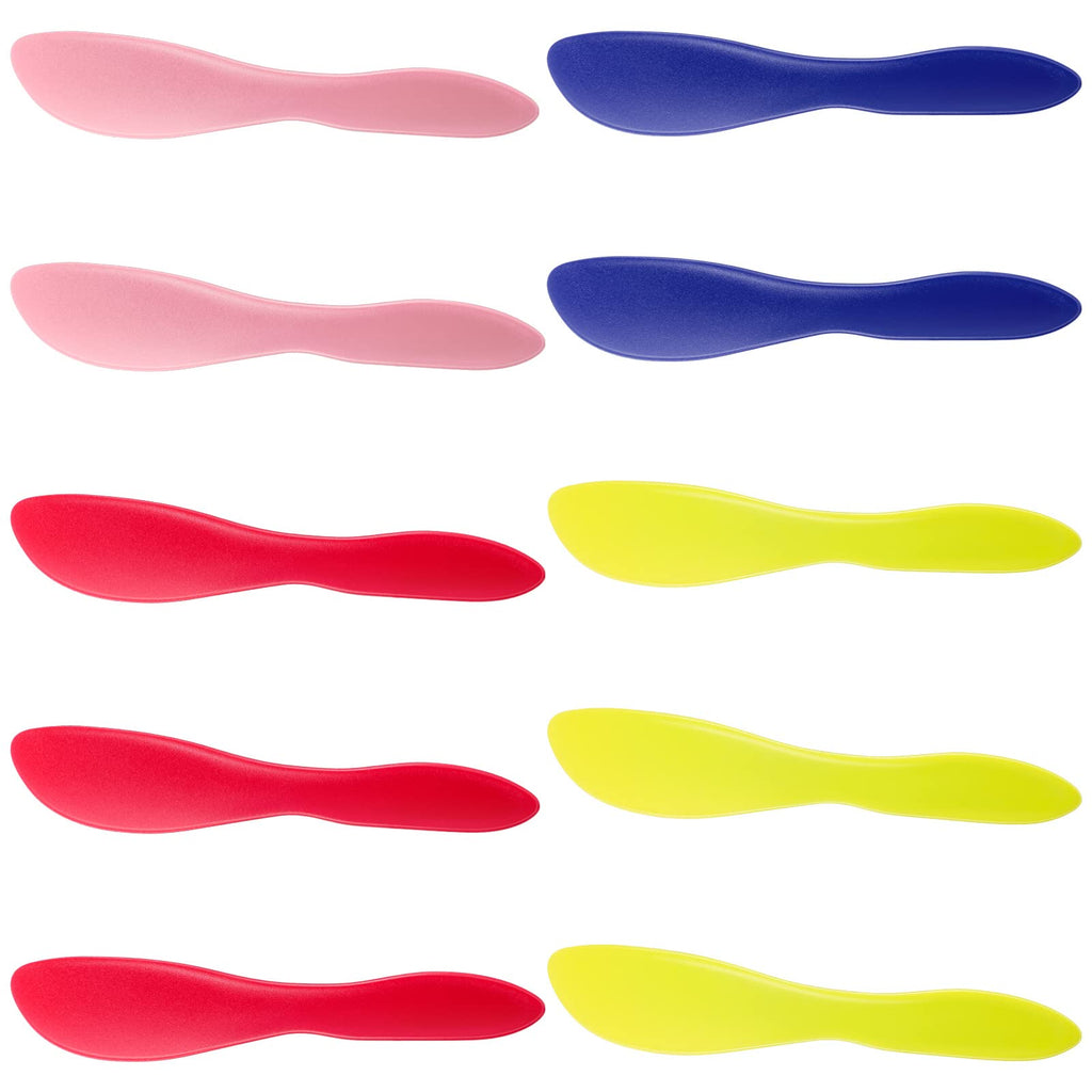 Perthlin 10 Pieces Plastic Butter Spreader Multi Purpose Butter Knife Spreader Versatile Knife Frosting Knives for Soft Cheese Cream Icing, 7 x 1.4 Inch(Red, Green, Blue, Pink)