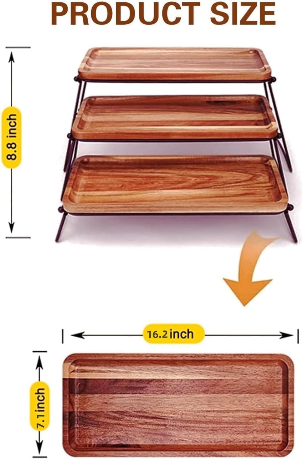 3 Tier Cupcake Stand and Towers Serving Tray for Party, Acacia Wooden Dessert Table Display Set, Rustic Wood Serving Platters & Charcuterie Board for Party, Picnic, Buffet (Brown)