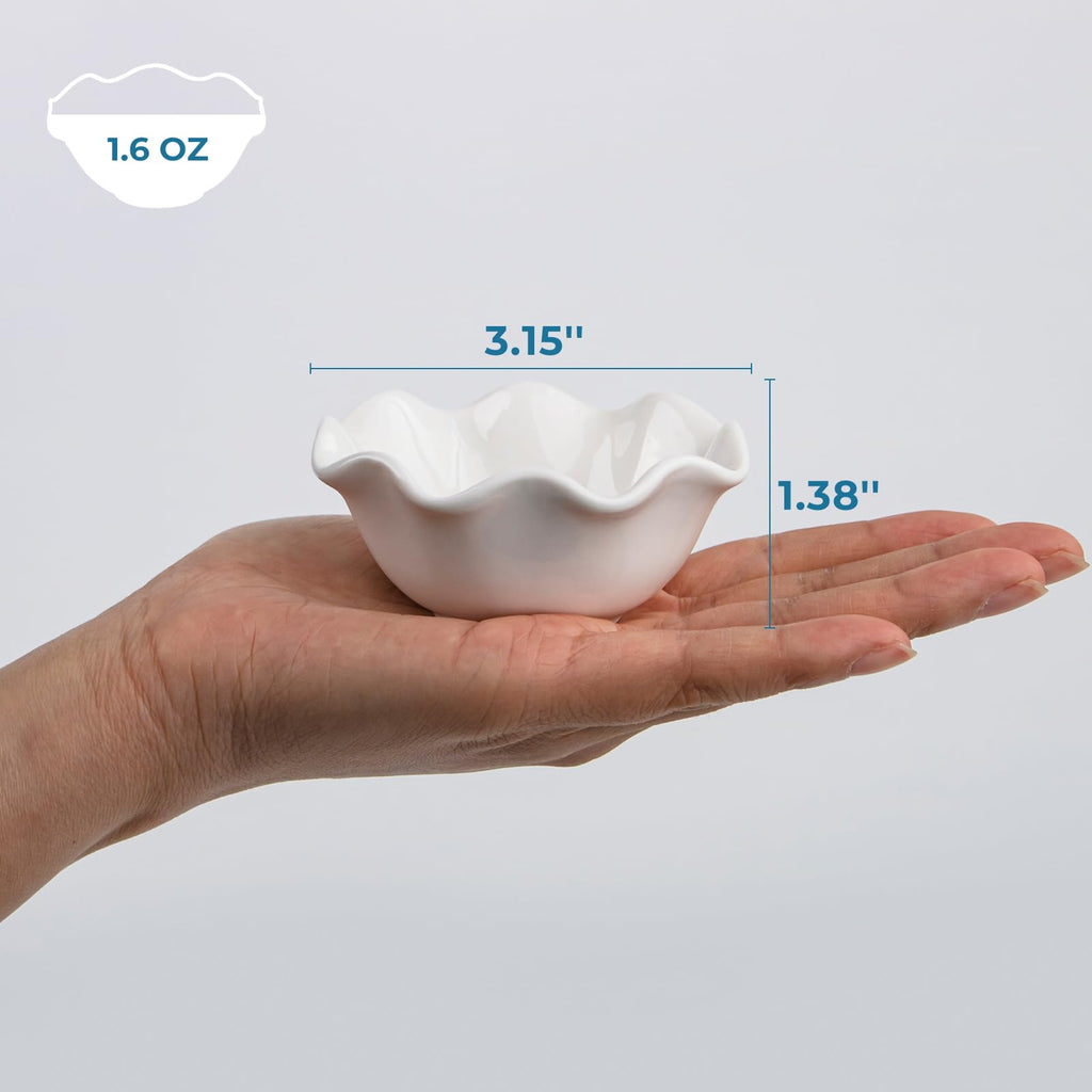 Iyulania 1.6 oz Mini Pinch Bowls, Set of 6 Wavy Small Bowls for Sauces, Dippings, Charcuterie, Condiments, Snacks
