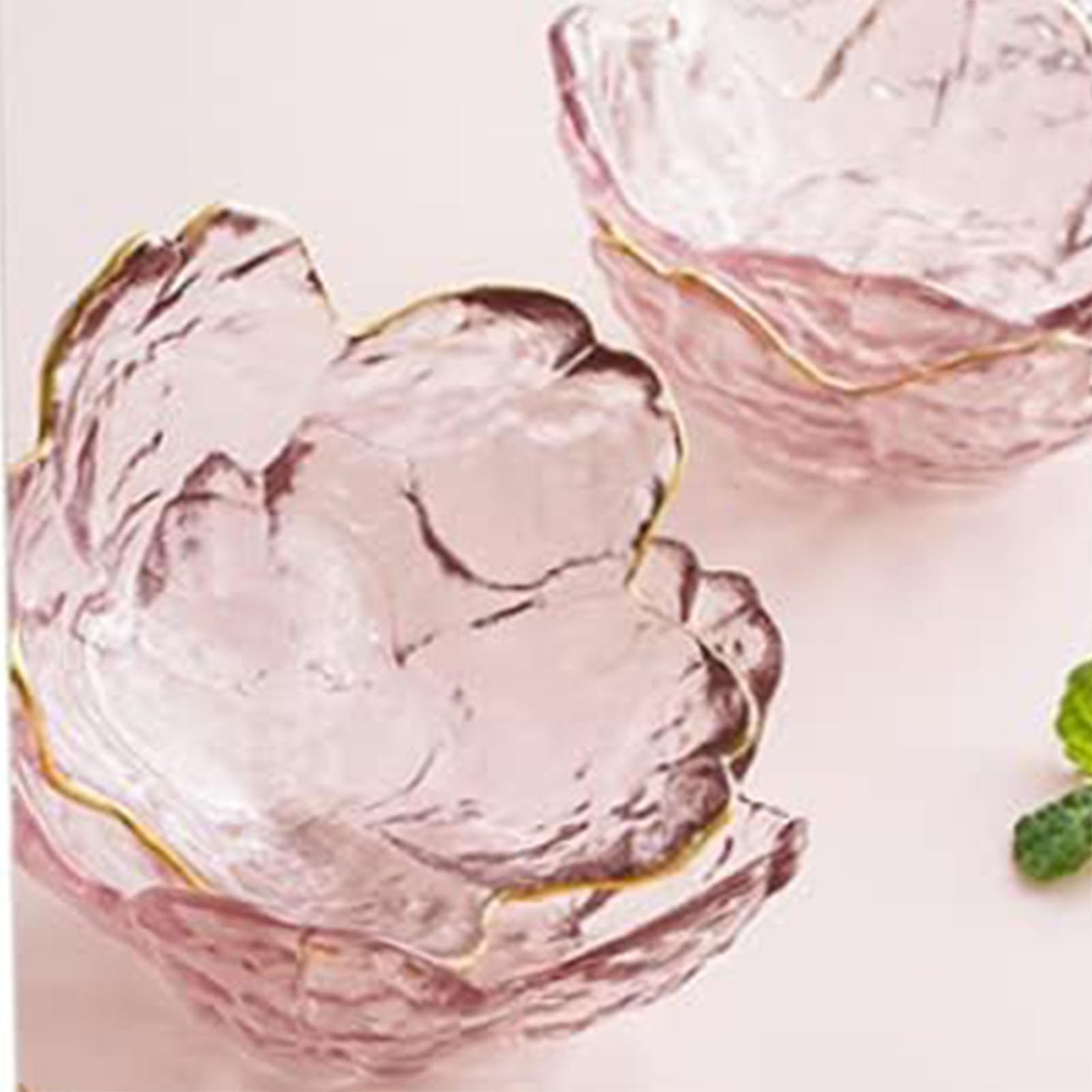 husippend Seasoning bowls with gold rim,6 pcs Pink Cherry Flower Crystal Glass Appetizer Plates dipping bowls ice cream Sushi,pink glass plates mini for charcuterie board (Phnom Penh)