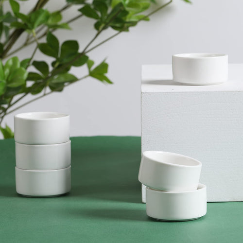 1 oz Mini Porcelain Ramekins Set of 6, Small Ceramics Souffle Dish, Exactly Designed for Dipping Sauce, Ketchup, Salsa and Jams, 30ml White