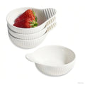 TANZOIJI Porcelain Sauce Bowls with Handle, White, 4 oz / 4 Inch, Microwave Dishwasher Oven Safe, Small Ceramic Serving Bowls for Dipping Snacks Condiments Dessert, Set of 4