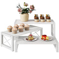 IBUYKE Cupcake Display Stand, Set of 3,Large Wood Risers Display Stands,Dessert Stand for Party,Tiered Serving Stand for Decor, Doll,Food,Perfume,White UTLJ019W
