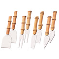 Uniturcky Bamboo Cheese Knife Set, 8-Piece Steel Stainless Cheese knife Set with Bamboo Handle, Mini Cheese Cutter, Cheese Fork, Cheese Slicer, Spreader, For Party, Travel and Kitchen