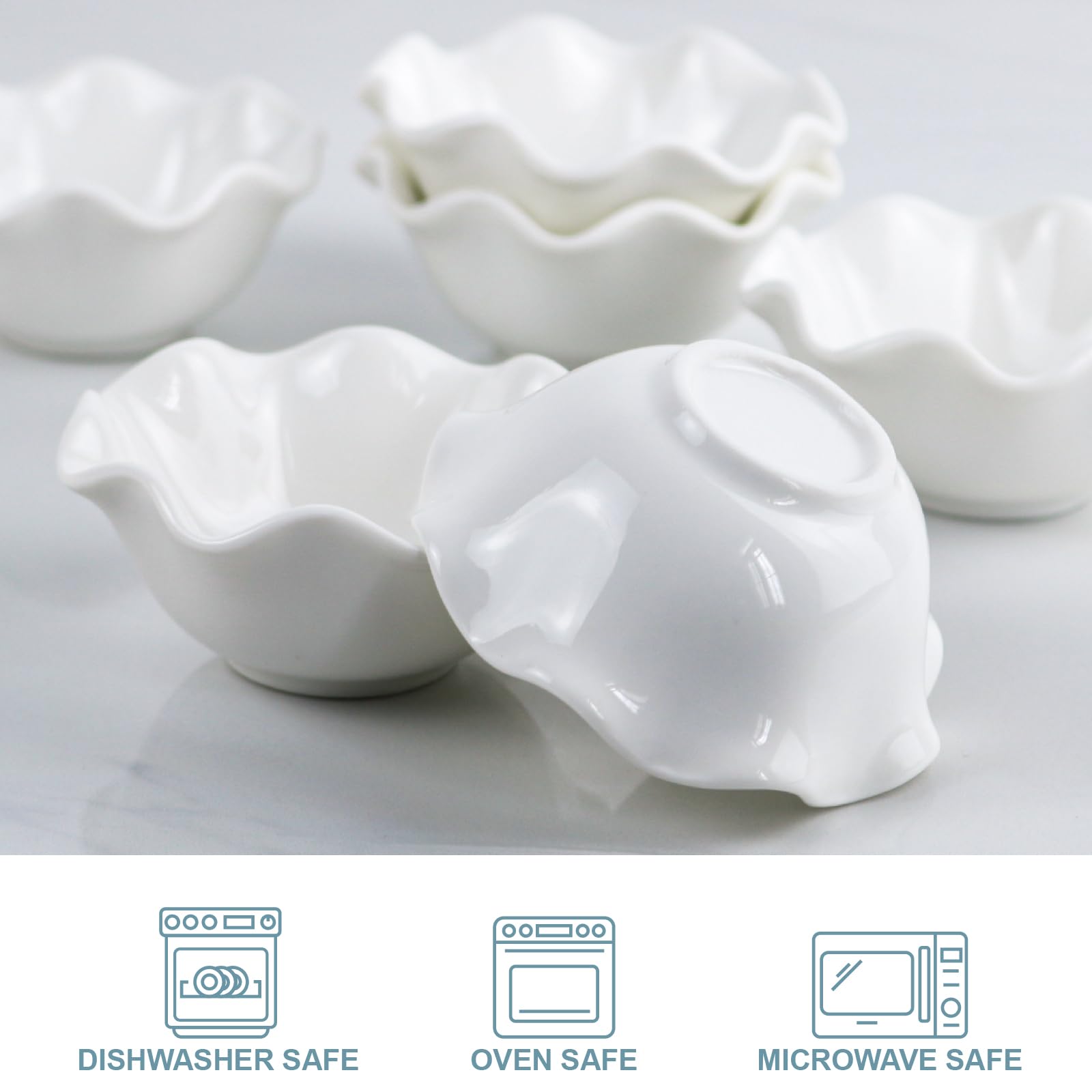 Iyulania 1.6 oz Mini Pinch Bowls, Set of 6 Wavy Small Bowls for Sauces, Dippings, Charcuterie, Condiments, Snacks