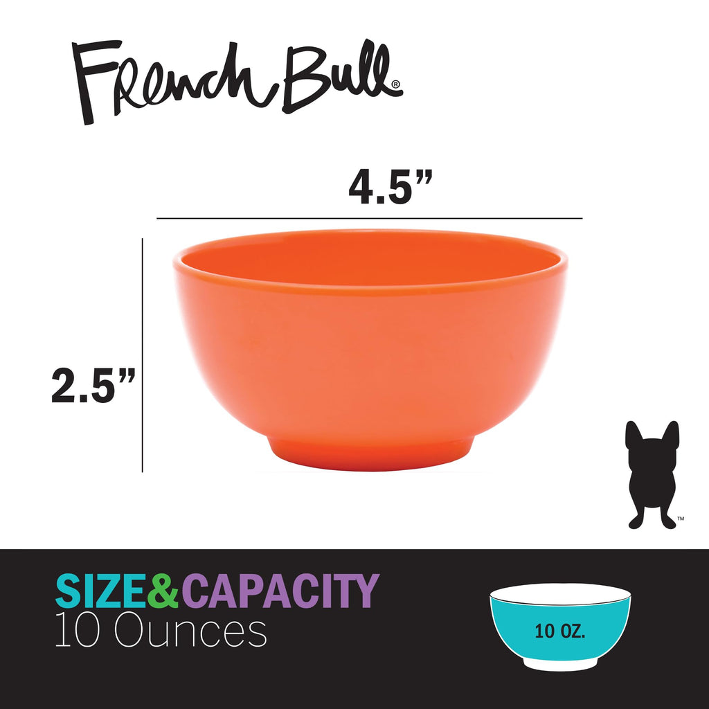 French Bull Melamine Mini Bowls, 6-Piece Set, Small Serving Bowl – Snack, Condiment, Dip, Dessert, Ice Cream – Shatter Proof, Food-Safe, BPA Free, Dishwasher Safe, 4” 10 oz - Multicolor