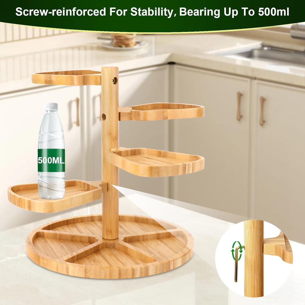 Natree Tiered Charcuterie Boards, 360° Rotating Cheese Board, Bamboo Cheese Platter Easy to Assemble and Clean, Ideal Gift for Halloween, Christmas, Thanksgiving, Wedding, Housewarming and Party