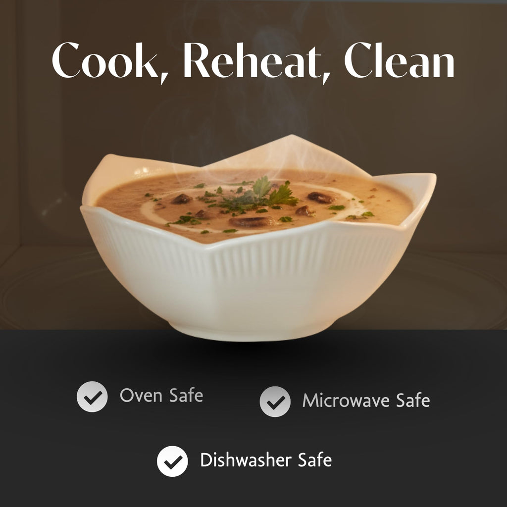 BIA Cordon Bleu Lotus Bowl, Set of 3 (3.5", 5", 6") - Asian-Inspired Nesting Bowls, Ideal for Sauces, Snacks, Rice, Salad & Soup - White Porcelain, Microwave & Dishwasher Safe - Ideal for Hosting