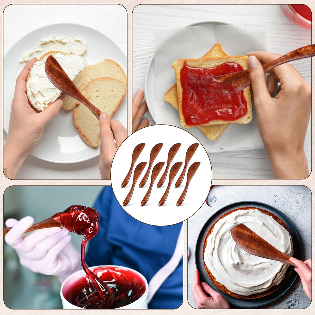 8 PCS Wooden Butter Knife Spreader, Butter Sandwich Condiment Cheese Spreader Knives,Thickened Solid Wood & Comfortable Feel Wooden Butter Knife Spatulas for Kitchen Restaurant