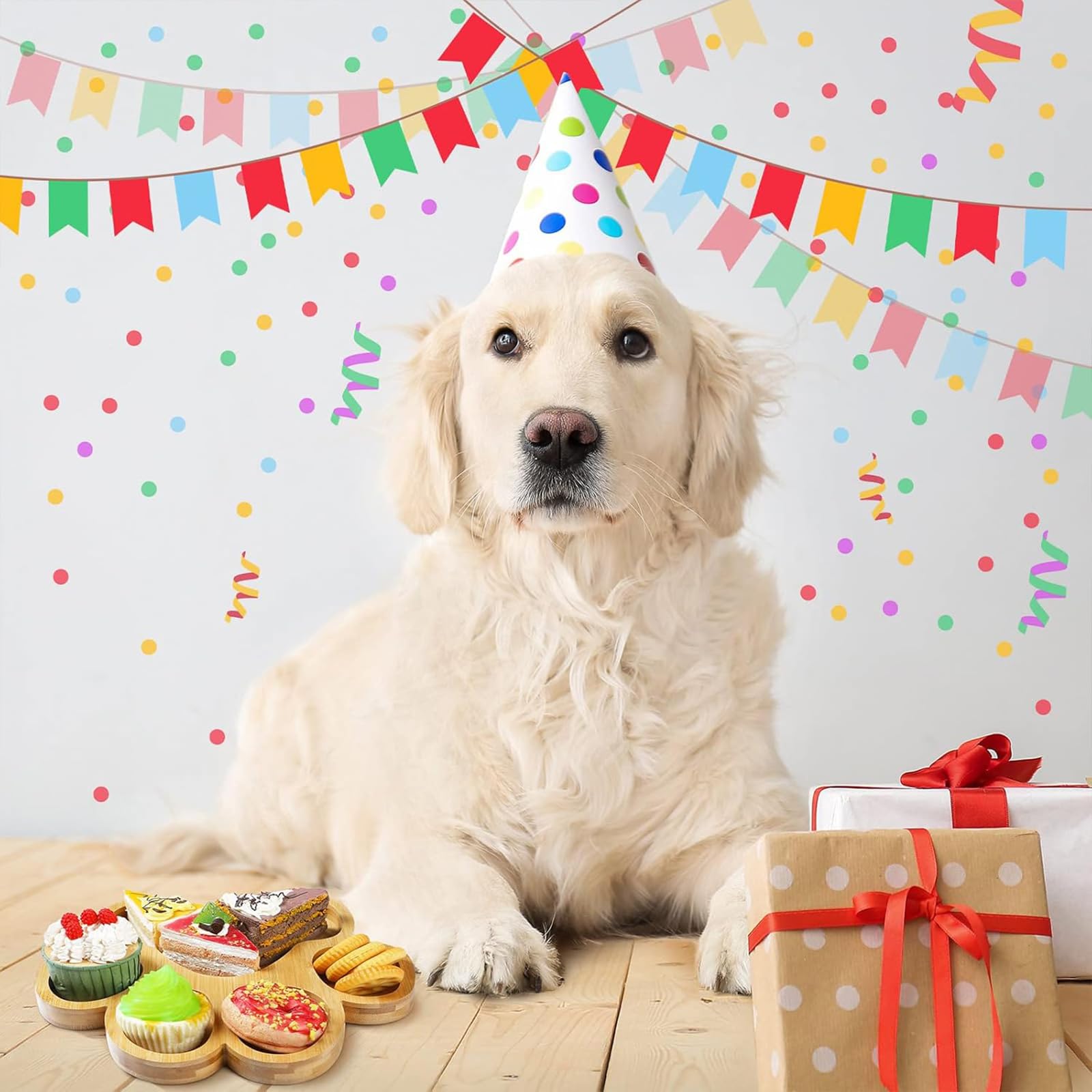 AQUGOO 1 Pcs Reusable Bamboo Plate, 10-inch Novelty Paw Shaped Tray, Multipurpose Charcuterie Boards with Grooves, Pet Themed Gift Platter, Party Snack Platters