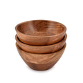 Kimona Bowl Sets of 6 Acacia wood Hand carved wooden Kitchen Mini Cups for dipping sauce, salsa, Prep, salt & Condiments (6"" x 6"" X 2.75""), (Set of 3), Brown
