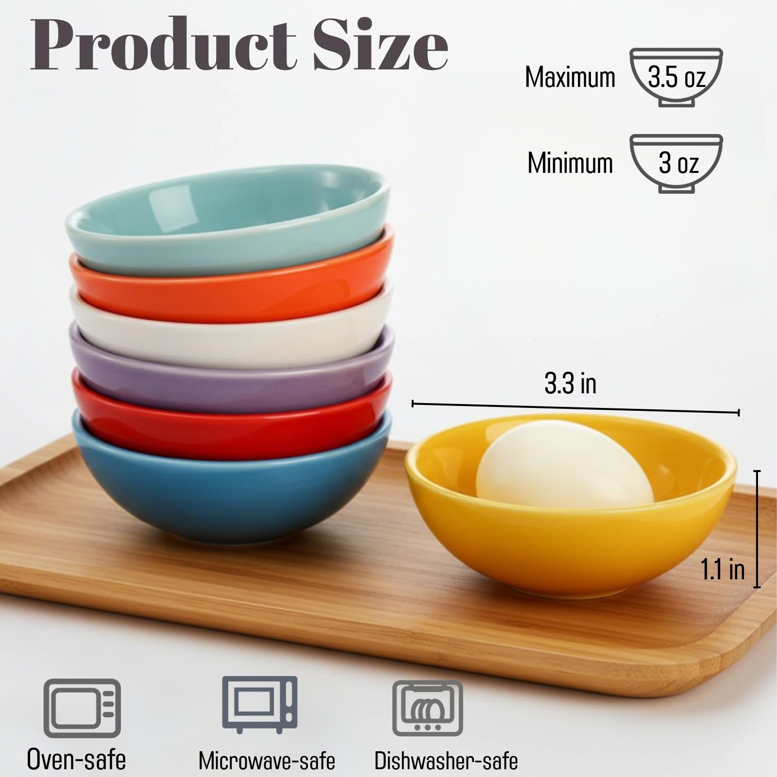 ZENFUN Set of 8 Ceramic Pinch Bowls Set, 3.5 Oz Porcelain Round Sauce Dipping Dishes, Mini Terracotta Dessert Bowls, Condiments Bowls in Bulk for Kitchen, Cooking Prep, Parties, Decor, Sushi