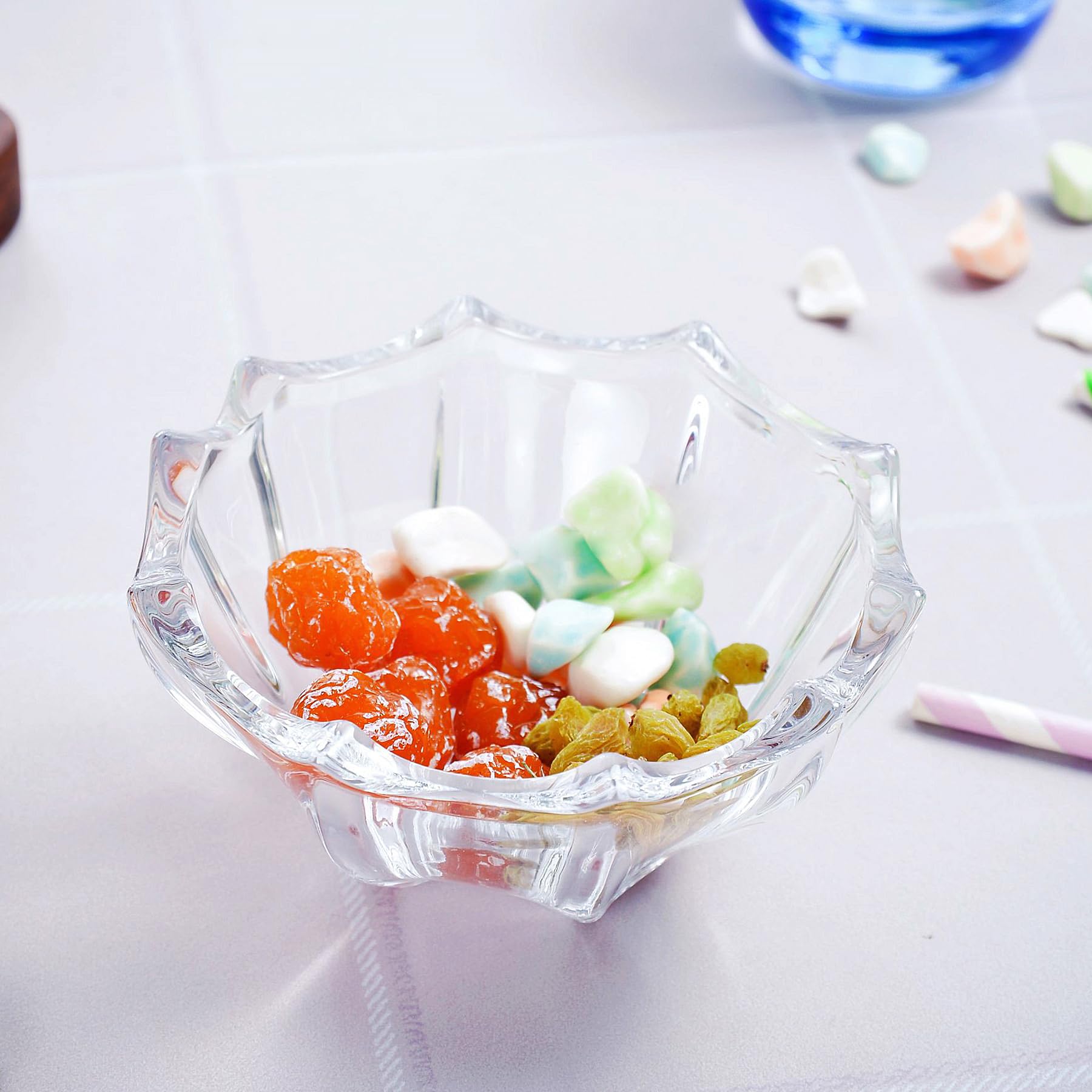 binsakao Small Glass Bowls Set of 6-8.5 oz Scalloped Dessert Bowls for Ice Cream, Snacks, Side Dishes, Dipping, Prep Meal, Serving