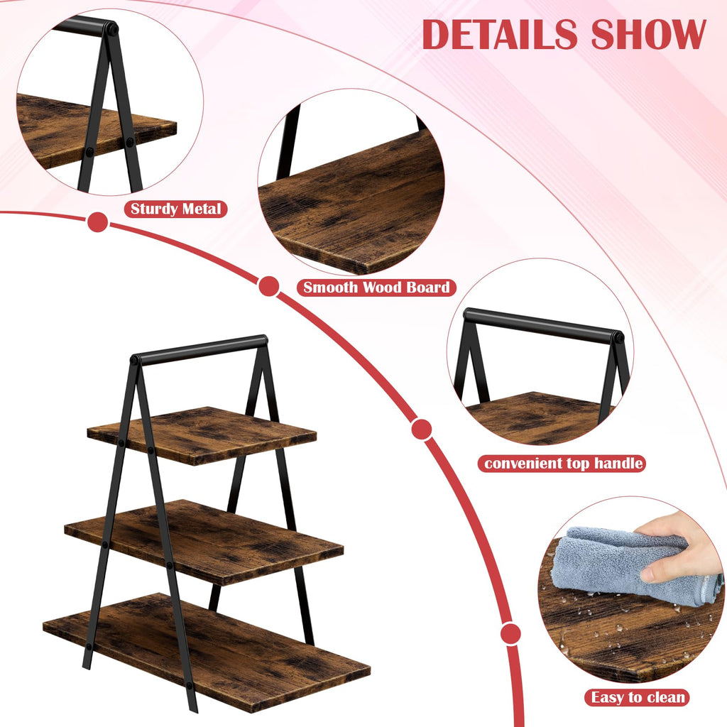 2 Pack Wooden Cupcake Stand 3 Tier Dessert Display Holder Rustic Cupcake Tower Stands for 50 Cupcakes, Rectangle Tiered Cake Serving Tray for Birthday Party, Wedding, Anniversary