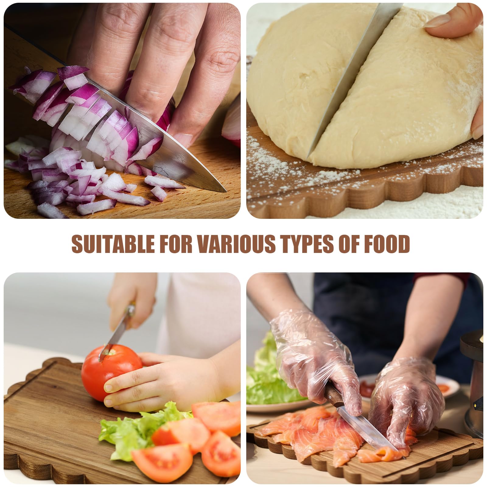 Acellegic 3 Pcs Acacia Wood Scalloped Cutting Boards for Kitchen with Juice Groove Blank Wood Charcuterie Tray for Snack Cheese Appetizers Grazing Platter Engraving Gift Crafts Rustic Wall