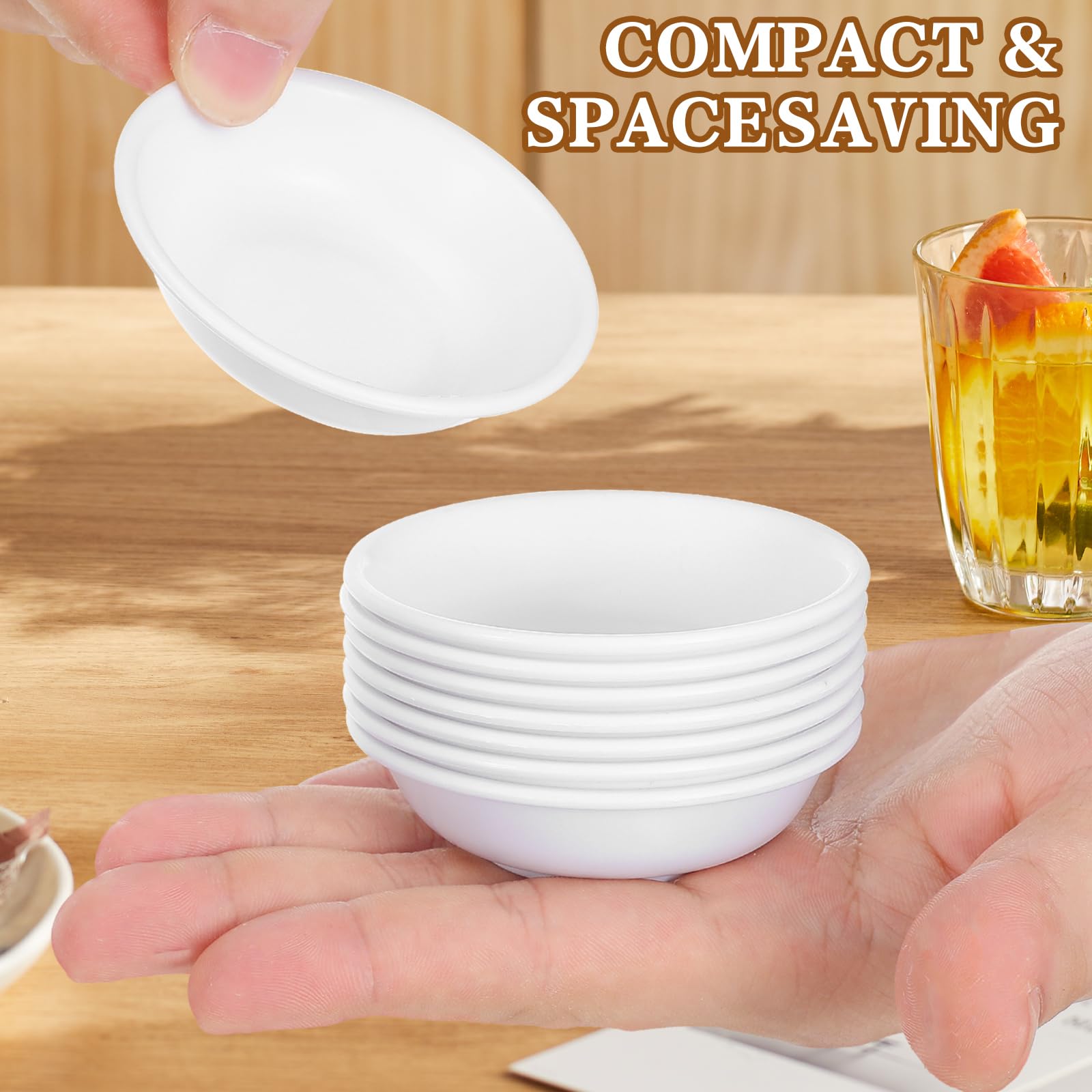 Angoily 20Pcs Unbreakable Dipping Sauce Bowls Plastic Round Soy Sauce Dish Appetizers Ramekin Set White Small Serving Bowls Condiment Side Dishes for Restaurant BBQ Party Dinner, Charcuterie
