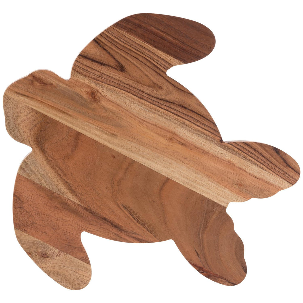 Boston International Acacia Wood Cutting Board Charcuterie Cutting Board Tray, 13.25" x 13.5", Sea Turtle Shaped