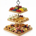 Lallisa 3 Tier Cupcake Stand Wooden Rustic Tiered Serving Tray Square Cupcake Tower Cake Stand Farmhouse Decor Dessert Table Display Set Cookie Candy Buffet Holder for Wedding Home Tea Party Birthday