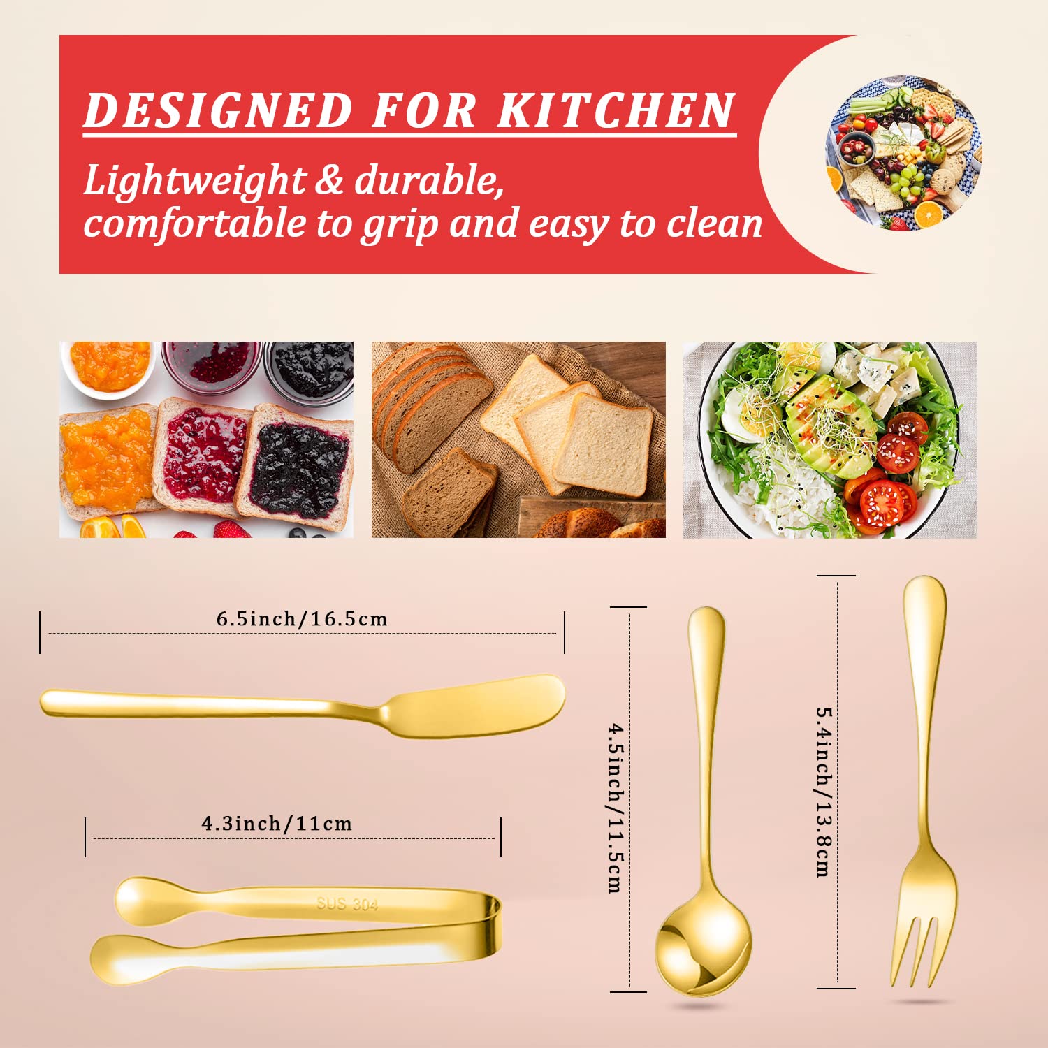 Mlurcu Cheese Butter Spreader Knife Set Charcuterie Accessories 16 Pieces Charcuterie Board Utensils Stainless Steel Spreader Knives Mini Serving Tongs Spoons and Forks for Jam Appetizers Pastry