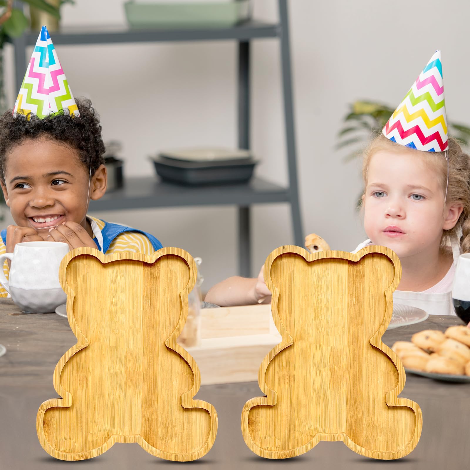 2pc Charcuterie Board Platter Bear Baby Shower Food Trays Wooden Trays Decorative Platter Wood Charcuterie Board Tray Large Serving Tray Fillable Box for Food Snack Fruit Birthday Party