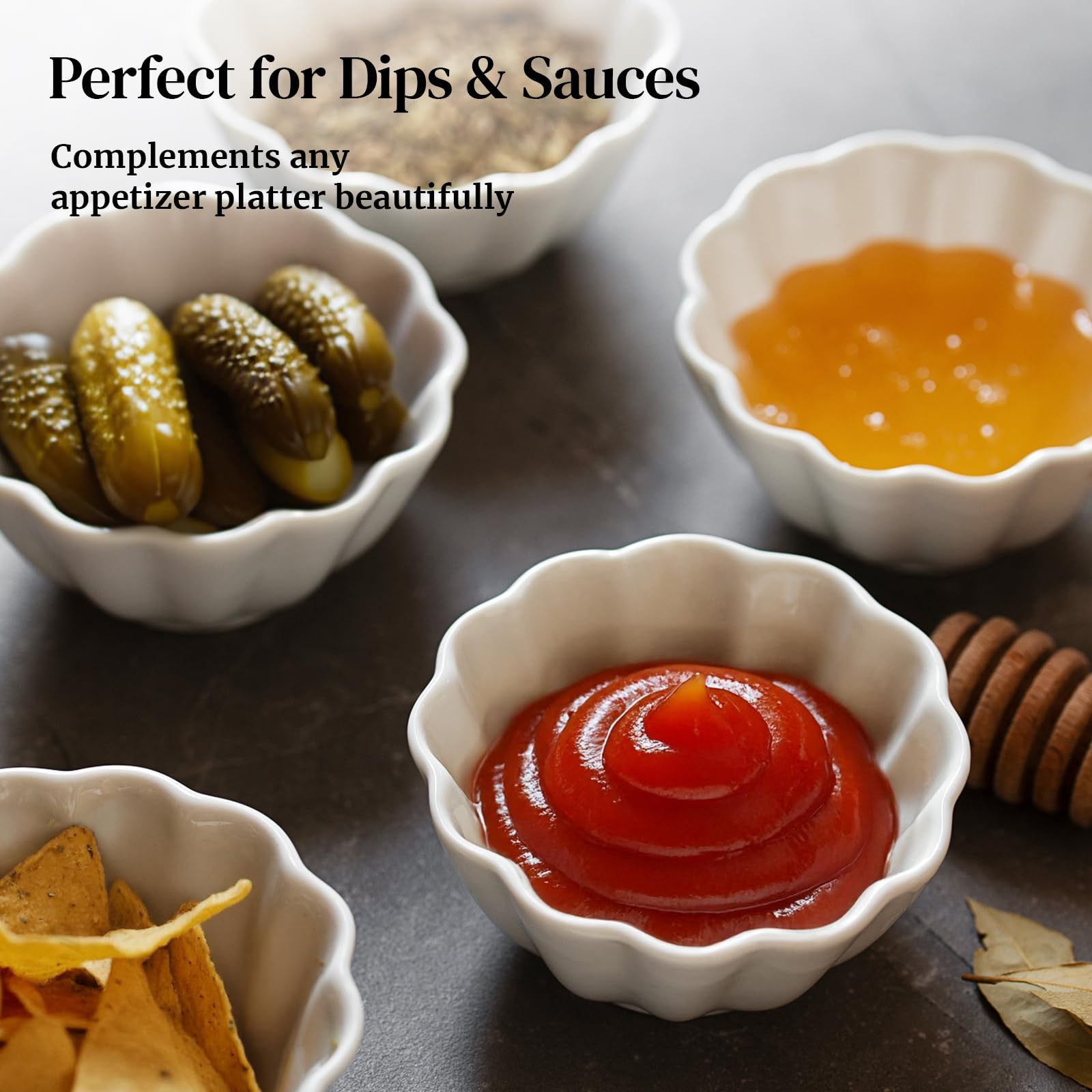 DOWAN Ramekins 4 oz, Creme Brulee Ramekins, Ramiken Oven Safe for Baking, Souffle Dishes Custard Cups, Porcelain Small Dipping Sauces Charcuterie Dessert Bowls, Ceramic Pudding Cups, Set of 6, Soft White