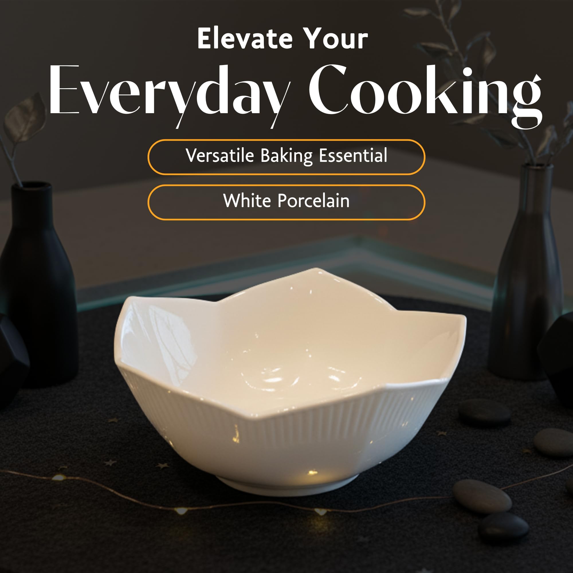 BIA Cordon Bleu Lotus Bowl, Set of 3 (3.5", 5", 6") - Asian-Inspired Nesting Bowls, Ideal for Sauces, Snacks, Rice, Salad & Soup - White Porcelain, Microwave & Dishwasher Safe - Ideal for Hosting
