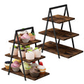 2 Pack Wooden Cupcake Stand 3 Tier Dessert Display Holder Rustic Cupcake Tower Stands for 50 Cupcakes, Rectangle Tiered Cake Serving Tray for Birthday Party, Wedding, Anniversary