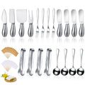 Patelai Charcuterie Board Accessories Cheese Spreader Knife Set Charcuterie Utensils Butter Knife Stainless Steel Mini Serving Tongs Spoons Appetizer Forks for Pastry(Silver,20 Pieces)