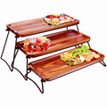 3 Tier Cupcake Stand and Towers Serving Tray for Party, Acacia Wooden Dessert Table Display Set, Rustic Wood Serving Platters & Charcuterie Board for Party, Picnic, Buffet (Brown)