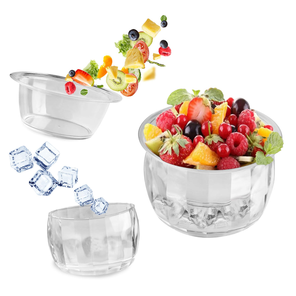 2 Packs Ice Chilled Serving Dip Bowl, Iced Salad Dipping Bowls Set for Parties, Cold Serving Dish for Veggies, Fruit