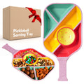 Payarma Pickleball Snack Serving Tray - Ceramic Bat Shaped Snack Platter with 5 Compartments & Dip Bowl - Fun Gift for Man & Women, Parties, Father's Day & Pickleball Accessories(Pink)